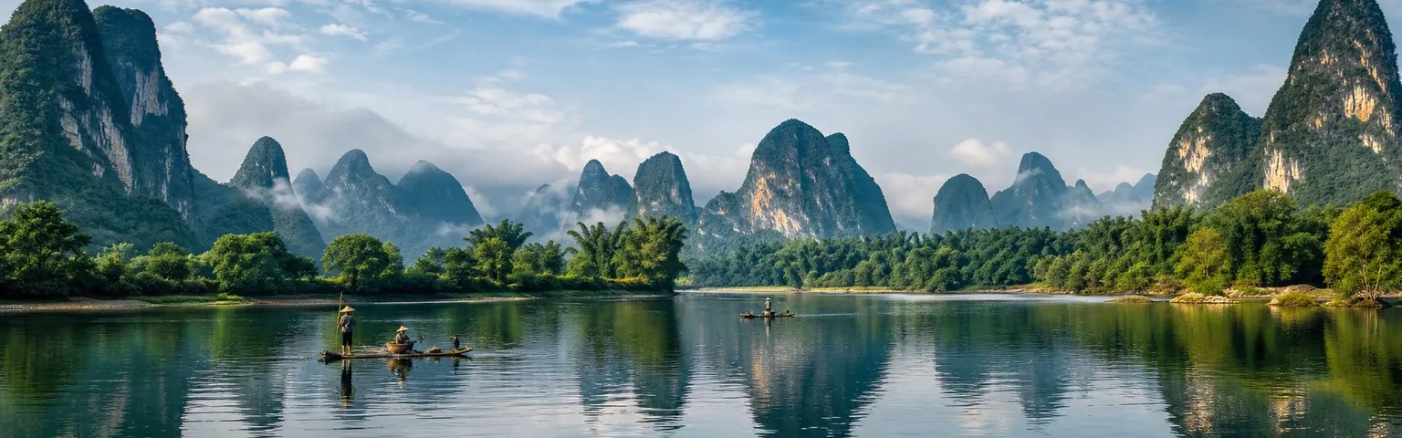 Karst mountains beside the Li River in Guilin
